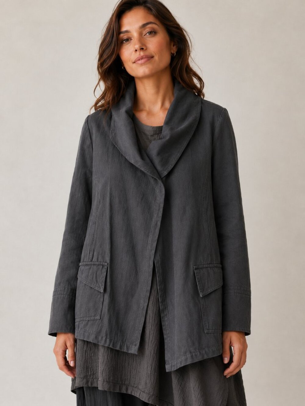 Beyond Threads Black Cotton Jacket Art Teacher Lagenlook Boho Minimalist Size M